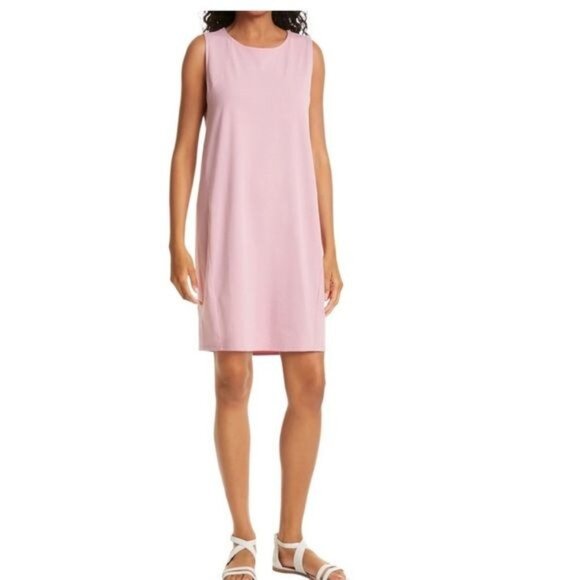 EILEEN FISHER Lantern Organic Cotton Sleeveless Shift Dress In Pink Size XXS - Picture 12 of 12